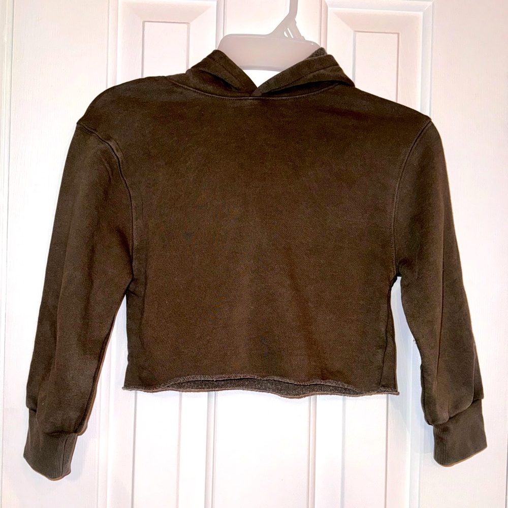 Art class Girls hoodie sweatshirt raw edges hem, color is Silver Moss XS (4/5)